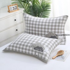 頭枕巾 枕巾含棉紗布加厚成人懷舊風格子耐臟不縮水75*50厘米特價清倉, 方格蝴蝶紅,單條裝, 1個