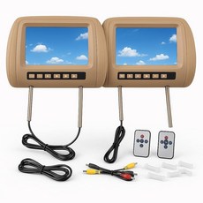 헤드레스트 플레이어 2pcs 유니버설 7인치 HD 자동차 LCD 비디오 컨트롤 MP5 디스플레이 브라운, 카 플레이어 헤드레스트 디스플레이 2pcs 유니버설 7