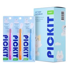 픽킷 저자극 유아 칫솔 9개입 세트, 오렌지 + 핑크 + 라이트블루