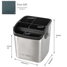 에스프레소 커피 찌꺼기 용 노크 박스 스테인레스 안티 슬립 그라인드 덤프 빈 바리스타 도구 카페 액세서, 04 F