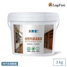 樂客 水性PU家具面漆 透明木器漆, 1個, 亮光,3kg(超取限1罐)