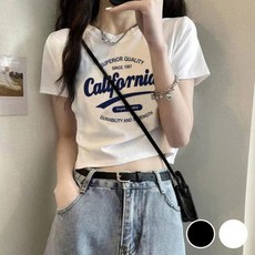 크롭 기장 영문 프린팅 반팔 티숙 URD508 오버핏 티숙