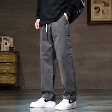工裝褲男生寬褲 韓版 潮牌 秋天長褲 美式寬鬆 闊腿休閒褲