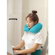 여행용 경추베개 펌프일체형 U자형 휴대용 에어 목베개, 2. 핑크