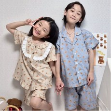 테디베어 아동 잠옷 국산 순면 여름 여아 남아 주니어 초등 학생 키즈 고급 선물 파자마