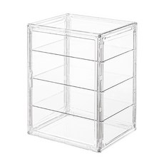 透明防塵杯子展示盒，多層收納櫃，磁吸開門設計，公仔模型收納盒, 杯架展示盒（三層隔板）全透明－超取限3個