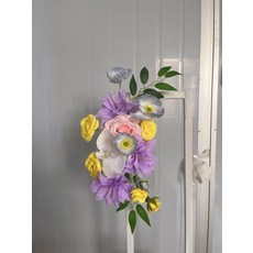 인조 초승달 꽃줄 장식 웨딩 배경 실크 가랜드 생일 파티, 1개, 2. Purple Yellow A. 1PC