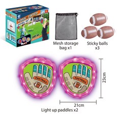 어린이 찍찍이 캐치볼 세트 야외 손바닥 야구 놀이 장난감, 레드 핸드 타겟 (럭비 공 3개)