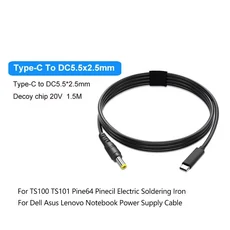 PD65W 3A 전원 고속 케이블 Dell Asus 노트북 TS100 Pine64 납땜 인두 용 DC5525 20V 어댑터에 1.5m 유형 C, 01 C to DC5525
