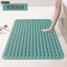 浴室防滑墊環保材質PVC洗澡衛生間腳墊防摔按摩吸盤防滑瀝水腳墊, 1個, 馬爾斯綠
