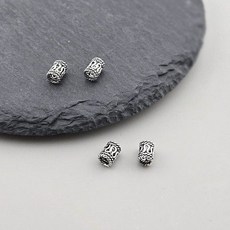 비즈톡 [SVP-06-47]순은펜던트 실버925 엔틱꼬불론델 6mm (내경2.8mm) 염주팔찌재료