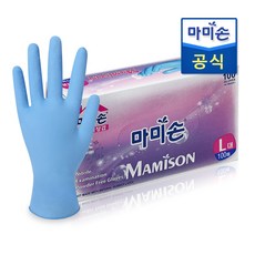 마미손 니트릴장갑 100매(L), 마미손 니트릴 미색, 대(L), 1개