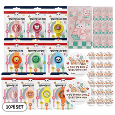 어린이집 유치원 답례품 구디백 세트 LED 모기팔찌 + 지퍼백 포장지 봉투 + 선물 스티커 2종 패키지, 10세트, 핑크