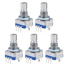 uxcell 360도 로터리 인코더 코드 스위치 디지털 포텐셜미터 EC11 5핀 15mm 샤프트 2개, 5