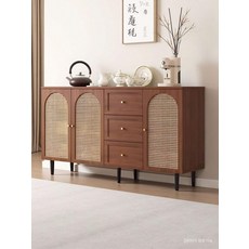 주방 수납장 라탄 선반형 그릇 엔틱 부엌 장식장 팬트리, 웜화이트 80x40x95cm [설치 포함]