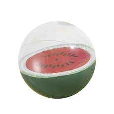 O 沙灘球 LED發光戲水玩具，造型海灘球，兒童泳池沙灘必備, 1個, 深綠西瓜