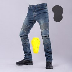 바이크 진 오토바이 라이딩 라이더 청바지 하의 남성 캐주얼 팬츠, 블루(일반 보호 장비)