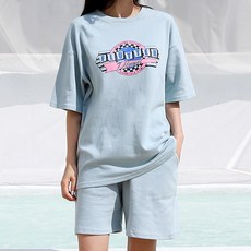 SOON2DLE 女士運動套裝 Flutter Overfit 短袖t恤+短褲
