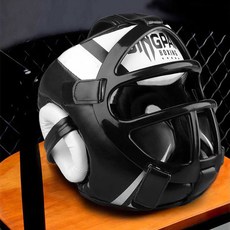 무에타이 헤드기어 태권도 훈련 보호 헬맷 복싱 격투 훈련용 얼굴 보호대 헬멧-5, 1개, S 완전 밀폐형 블랙