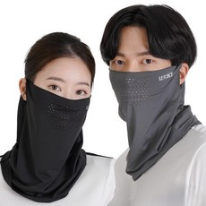 르포스 자외선차단 쿨 스포츠 골프 마스크 1+1, 블랙+다크그레이, 1세트