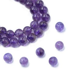 AD 비즈 천연 보석 라운드 루즈 비즈 15" 팔찌 목걸이 AD Beads Natural Gemstone Round Loose Beads 15" for Bracelet Neckl, 보라색 자수정, 8mm