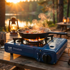 썬 프리미엄 캠핑 휴대용 가스 버너 가정용 미니 가스레인지 고화력 부탄 가스버너 스토브 부르스타 브루스타 부스타, 1개, 남색