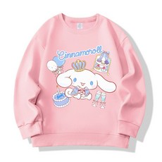 XCAO 시나모롤 여아 맨투맨 산리오 2025년 봄가을 스타일 아동 캐릭터 와이드 캐주얼 아동복