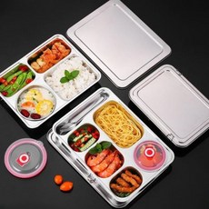 스테인리스 식판 뚜껑 기사식당 자취 혼밥 세트, 14.얕은4칸단일접시+수저
