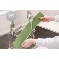 샐번홈 주방 싱크대 실리콘 물받이 물튐방지 가드 물막이 2개세트, 2개, 그린