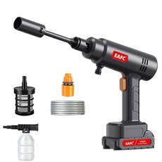 EAFC 60Bar 충전식 고압 세척기 순수 구리모터 4종 분사모드 이중 불순물 필터 세차 정원관리 바닥청소, 40Wh (10000mAh)