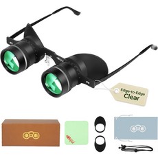 BIJIA 3배 핸즈프리 오페라 쌍안경 란타넘 무채색 더블릿 렌즈 극장 콘서트 TV 및 스포츠를 위한 투명 엣지 투 광학 초점 조절 가능, Green Film