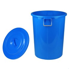 多功能儲水桶附蓋垃圾桶，藍色，60L/100L/150L，附蓋儲物，可作垃圾桶、發酵桶、水桶, 1個, 藍色