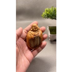 太行崖柏 彌勒佛手把件 紅油 水波紋 閃電紋 虎皮紋, 如圖所示, 1個