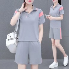 여성 여름 트레이닝복 세트 빅사이즈 반팔+반바지 투피스