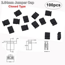 10-100pcs 1.27mm 2.0mm 2.54mm 5.08mm 점퍼 덮개 핀헤드 회로 블록 PCB 보드 단열 공동 핀 커넥터, [07] Black, [01] 100pcs 2.54mm Closed
