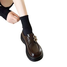 여성 더블버클 로퍼 둥근코 통굽 단화 가을 데일리 슈즈
