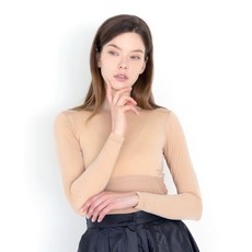 AVAVE 여성 메쉬 라운드넥 냉감 이너웨어 골프 파크골프 쿨 티셔츠 베이지