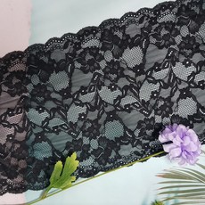 dklace 스판레이스모음 / 스판레이스 6-54051 폭 23cm 자가드, Black, 1개