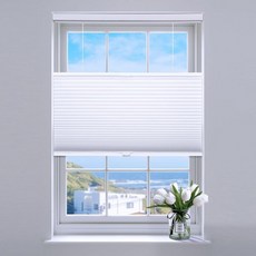 SUNFREE 탑 다운 업 셀룰러 블라인드 셀룰러 쉐이드 블랙아웃 윈도우용 허니콤 윈도우 쉐이드 22인치 W x 36인치 H 화이트(라이트 필터링)