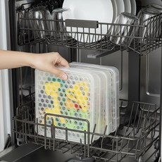 설거지 시간을 줄여주는 식기세척기 소품 바스켓, 클리어, 정사각 멀티유즈