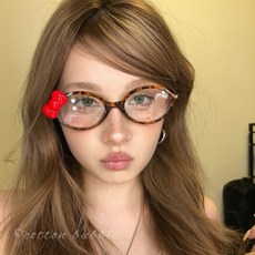 千禧風紅色貓咪豹紋眼鏡 Y2K復古拍照鏡框 配飾裝飾道具 素顏神器 (日韓原創), 1個, 紅色kitty豹紋眼鏡