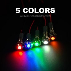 VaneAims 8mm 금속 신호 램프 방수 IP67 빛 LED 표시기 와이어 3V 6V 12V 24V 220V 빨간색 녹색 노란색 흰, 10 RED220VACDC