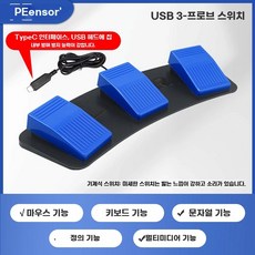 게이밍 발판 키보드 판패달 스위치 풋 컨트롤 핫키 풋스위치 3단계 USB, G.파란색기계식모델A형