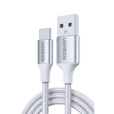 綠聯 ugreen iPhone 16 CarPlay USB-A to USB-C Type-C 編織線 快充 車充 車用充電線, 銀白色, 1個, 200cm