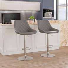 WISFOR 아일랜드 식탁의자 바의자 높이조절 인체공학 인조가죽 회전체어, 그레이, 1개