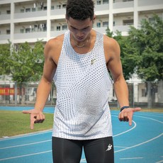 마라톤싱글렛 마라톤복 육상복조끼 육상복, 화이트 도트 조끼, XXL