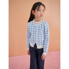 빈폴 키즈 BI515AG03Q 여아 깅엄 체크 카디건 스카이 블루 989160