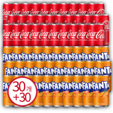 코카콜라 190ml 30캔 + 환타 파인 제로 350ml 24캔, 30개