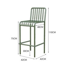 바테이블 원형 철제 술집 카페 홈바 높은 스탠딩 야외, 그린 75cm 의자 2개