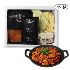 마들푸드 춘천 닭갈비 밀키트 부재료 포함 국내산 닭다리살 4인세트(닭갈비1kg+양배추고구마+떡+소스), 1세트, 1kg